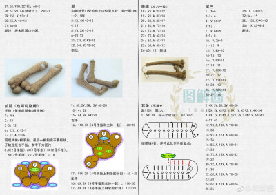 钩针，娃娃，玩偶钩针图解