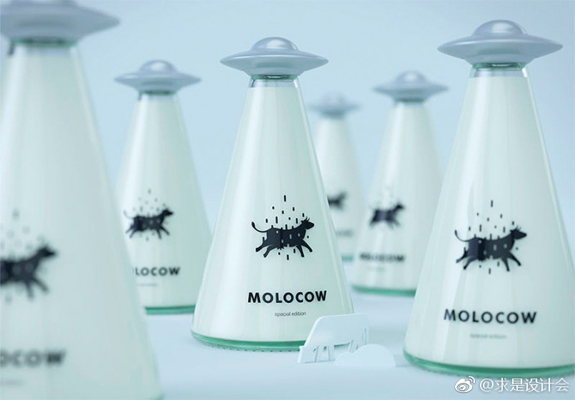 UFO造型的Molocow牛奶包装设计。#求是设计会# ​