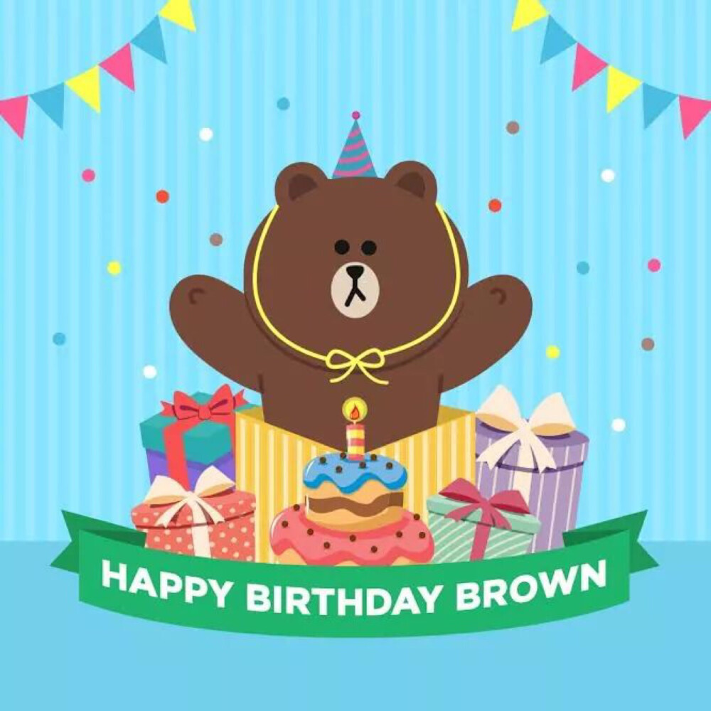 Line_happy birthday Brown