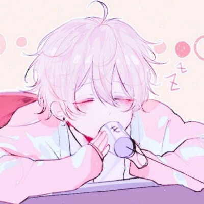 动漫男头 可爱 趴着 旧式电话