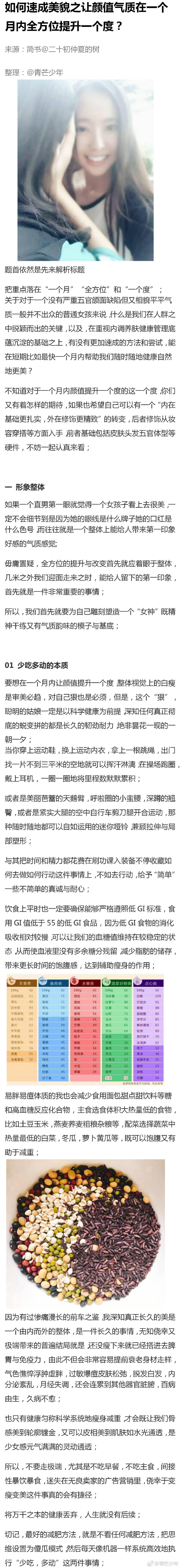 如何速成美貌之让颜值气质在一个月内全方位提升一个度？微博@青芒少年 盗图【侵删致歉】♥亦浮飘梦（1）