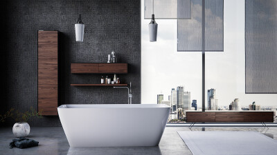 Walnut Piero luxury bathroom : Small scene made after Salone del Mobile where walnut was a king of woods.