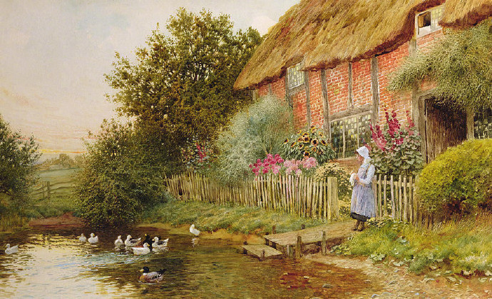 童话小镇,开满鲜花的故乡 / 油画 arthur claude strachan (1865-1929