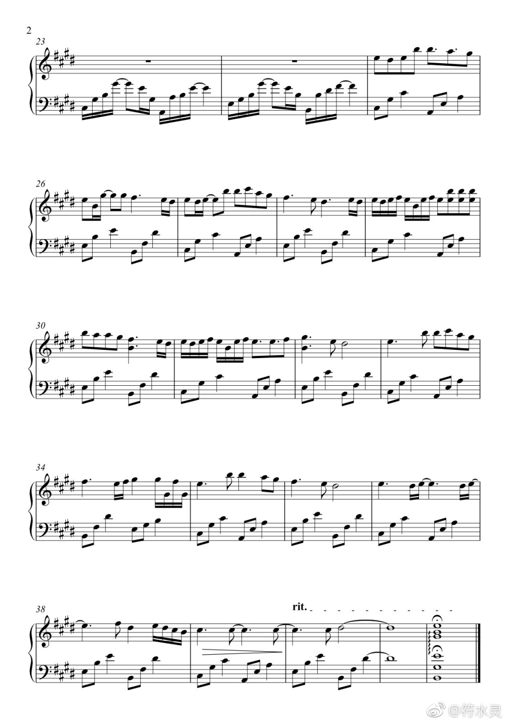钢琴谱 微博 符水灵 白起2
