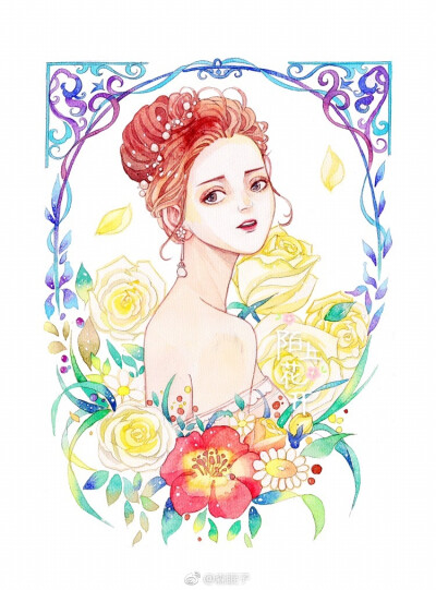 水彩插画，原作者森眠子，