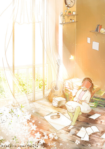 少女 清新 插画 韩国画师yuji作品
