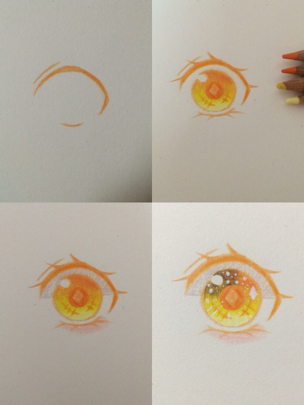 眼睛的画法彩铅 Q版