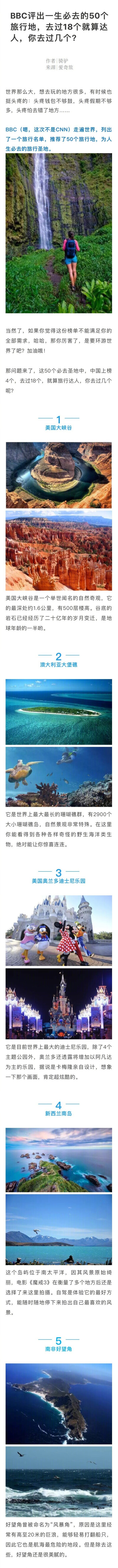 BBC评出一生必去的50个旅行地