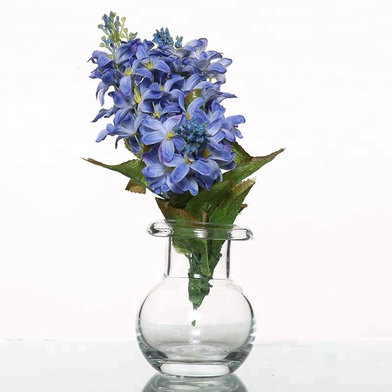 Round Type 300ml Crystal Glass Flower Vase For Decorative