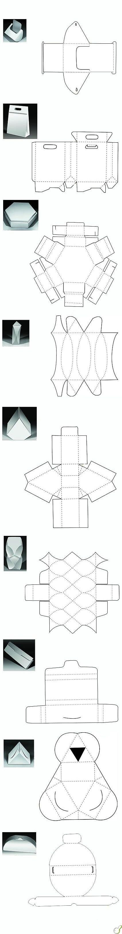 一些盒型结构，包装中很重要的部分，附展开图。 ​