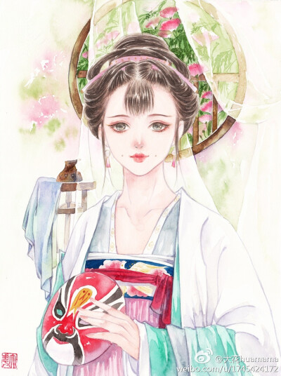 【水彩古风美人】作者：大花huamama