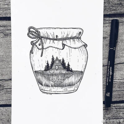 黑白手绘小插画