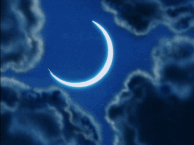 可爱动图 夜晚 月亮 蓝色