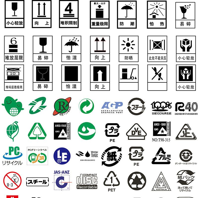 物流包装箱存储运输标志标识产品包装公用标识AI设计素材ai349