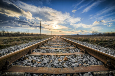 General 3500x2333 nature clouds daylight grass landscape lines railway