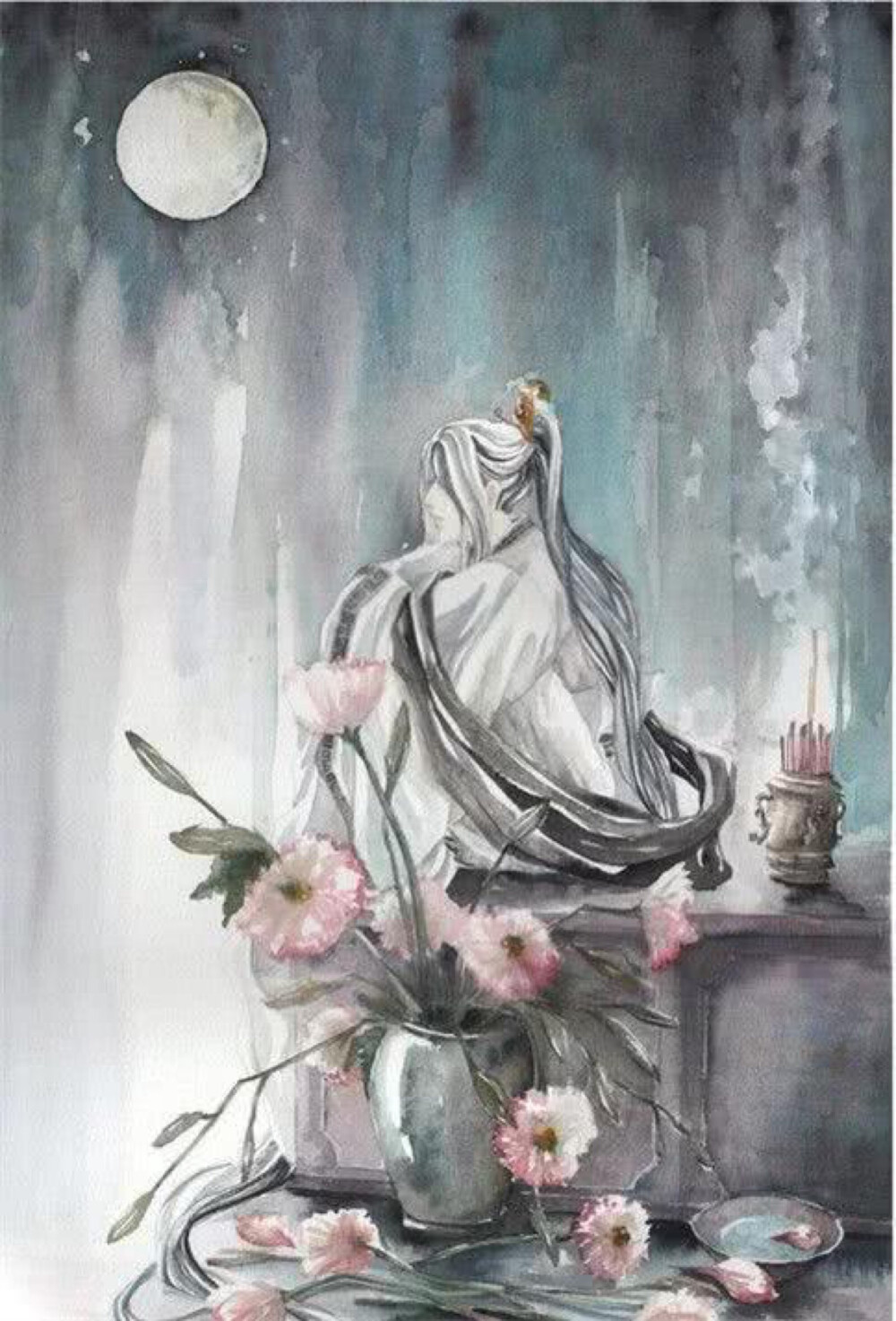 师兄，你看，桃花开得真美。”那人看着他笑颜如花的模样“嗯，确实美。”不久后，那人要下山去，临走时告诉他“师弟，好好习武。”“那你什么时候回来？”那人想了想“来年桃花再开时我就回来，与你一同赏花。”可是后来啊，他看过一年又一年的桃花开又落，却终是没有等到那人归来。