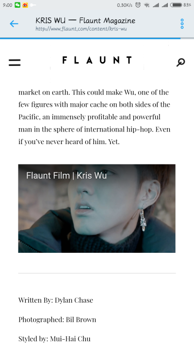 flaunt magazine for Kris Wu