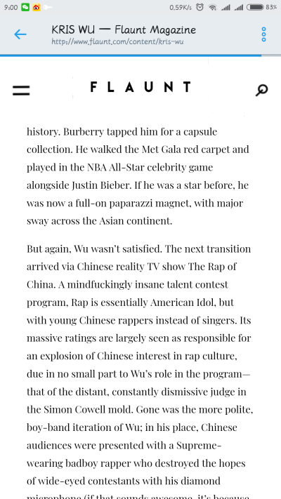 flaunt magazine for Kris Wu