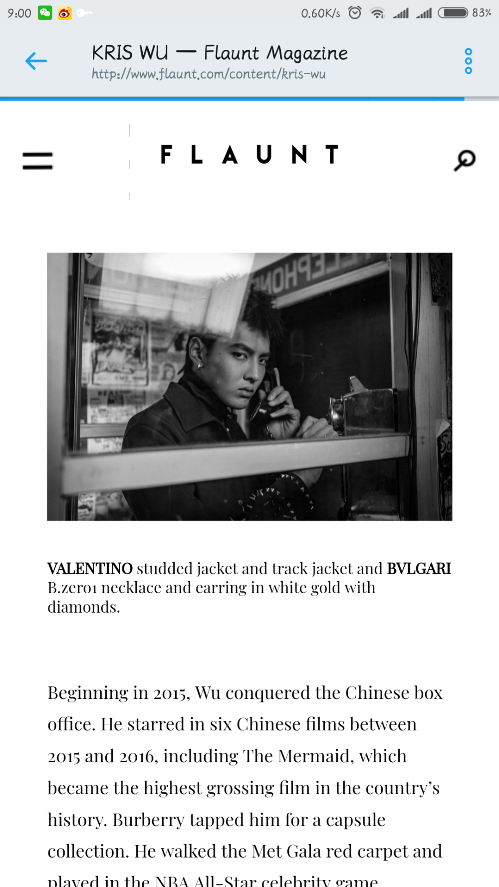 flaunt magazine for Kris Wu