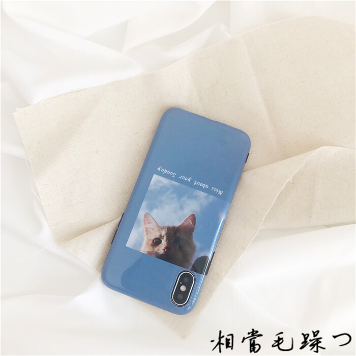 苹果x手机壳新款8plus冷淡风7P欧美艺术iphone6S北欧风ins猫咪女