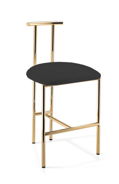 DWBA Vanity Bar Stool Bench, With Brass Metal Legs & Back 18.5-inch