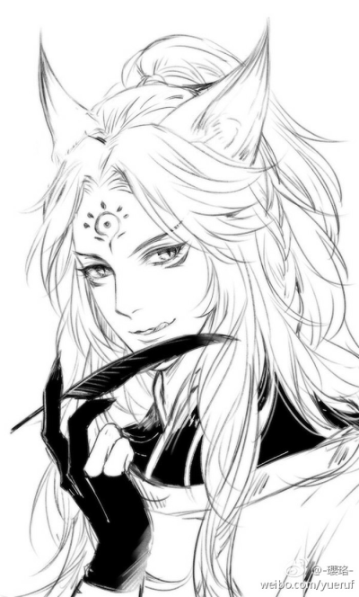 阴阳师妖狐线稿