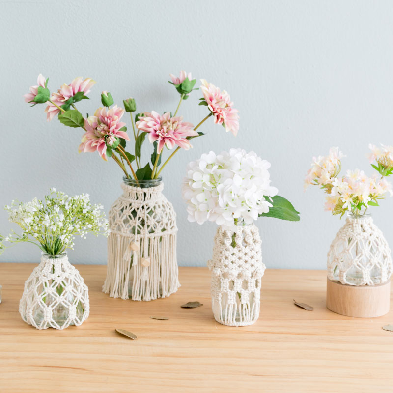 阿楹 编织玻璃水培插花瓶客厅简约现代创意家居小清新ins干花摆件