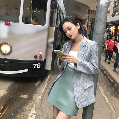 KELIFAN漆皮半裙女2018秋季新款港味chic修身显瘦高腰包臀A字短裙