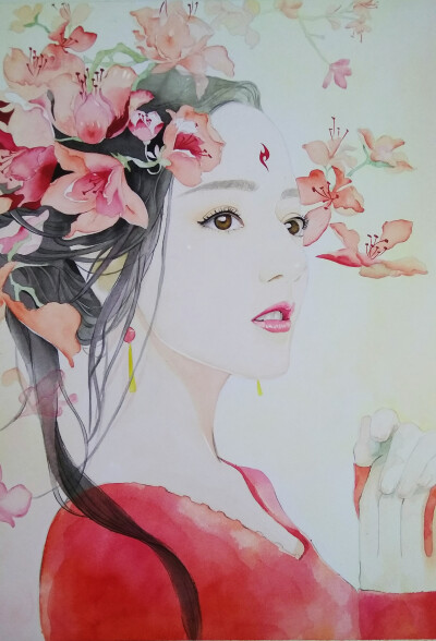 迪丽热巴水彩凤九