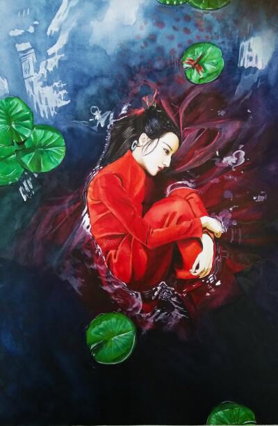 迪丽热巴水彩烈火如歌