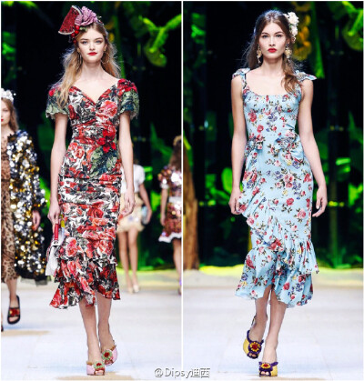 Dolce & Gabbana S/S 2017｜依然花到不行热闹到不行的DG家本季主题“Tropico Italiano”，围绕着经典元素经典款式和永恒的西西里海岛，把花果鱼虾意面酒水冰淇淋全部搬上了身～ps：意大利政府应该给设计师嘉奖，这季…