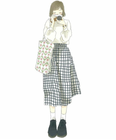 日式插画 服装设计 时尚插画
女生