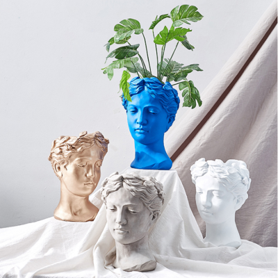 创意家居饰品艺术品人物雅典娜维纳斯女神雕花器头像插花瓶摆件设