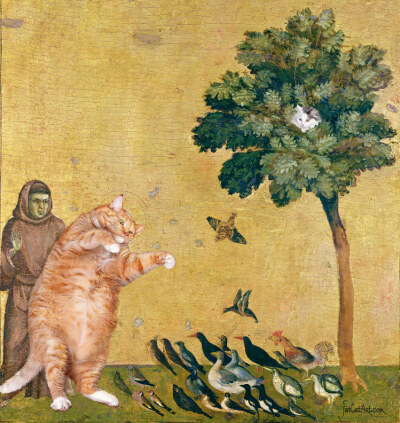 Giotto Di Bondone, The Cat, preaching to the birds