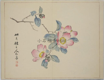 中国古典丹青山水花卉昆虫花草水墨木板画水印画素描临摹素材21