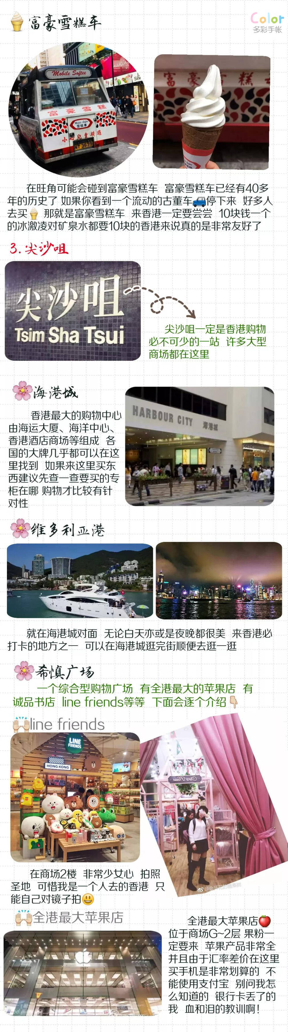 终于马完了香港旅行攻略
香港买买买旅行全攻略/
P1：行前准备  注意事项
P2：卓悦/sasa/万宁 →旺角购物
P3：尖沙咀/维多利亚港/海港城/希慎广场
P4:   The one/龙城大药房
P5:   铜锣湾/崇光百货/时代广场
P6:   美食推荐
P8:   值得一去的打卡地
P9:   港铁线路图
投稿：@会开花的糖果树