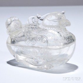 Rock Crystal Covered Phoenix Box China, 20th century，成交价： 738 USD （含买家佣金），Skinner2016年亚洲艺术品春季拍卖会