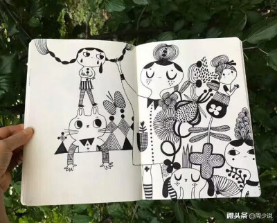 简单可爱黑白插画