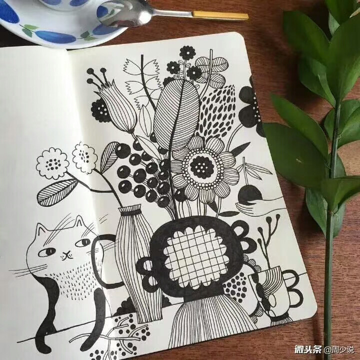 简单可爱黑白插画