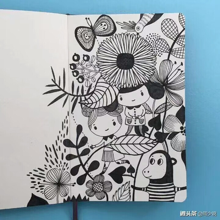 简单可爱黑白插画