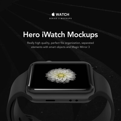 HERO iwatch苹果智能手表 VI智能贴图提案Mockup样机PSD模板下载
真正的高品质，完美的文件组织，与智能对象分离的元素和Magic Mirror 3.这里有三种经典颜色供您设计，我们为每种颜色创建了七种视角。 适用于Photosho…