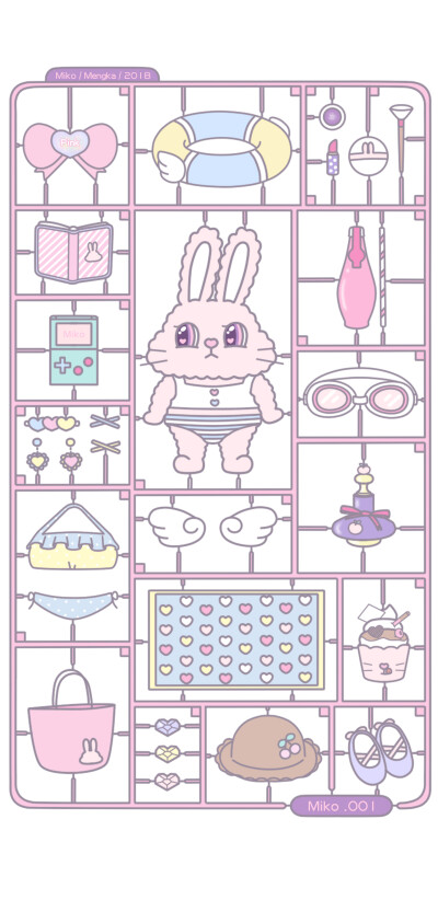 少女壁纸。粉色系与蓝色系。