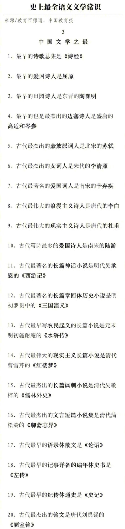 这大概是史上最全语文文学常识了吧，收了一起涨姿势！ ​ ​​​​