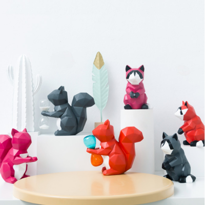 ins风北欧创意几何折纸动物摆件家居客厅装饰品网红店儿童房摆设