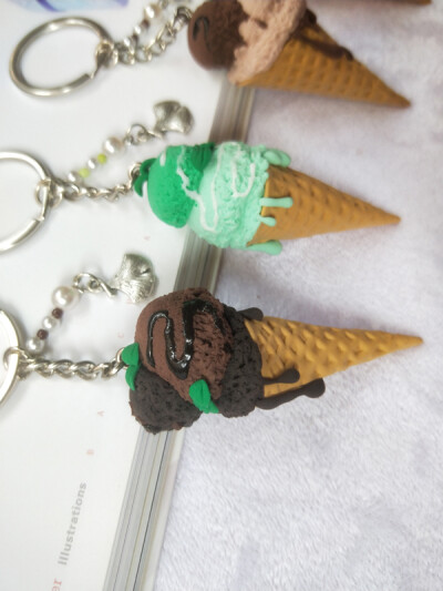 超轻粘土 冰淇淋 马卡龙 钥匙扣