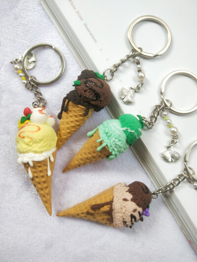 超轻粘土 冰淇淋 马卡龙 钥匙扣