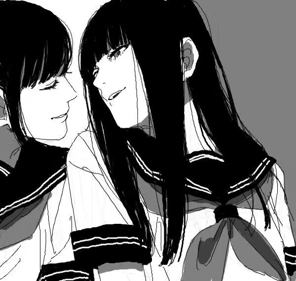 女头 动漫 黑白