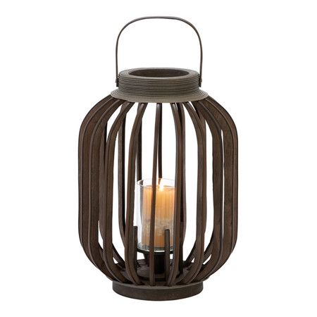 Wood lantern with an open slatted design. Product: LanternConstruction Material: Wood and glassColor: