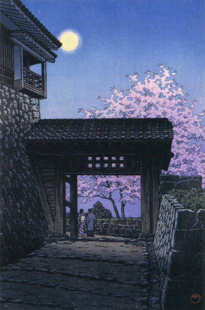 夜曲。作者：版画家Hasui Kawase ​