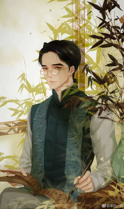 画了民国pa的巍澜～接下来是什么pa呢( ´▽` )ﾉ另外想用这个图给大家做个抽奖，在想做书签还是文件夹，或者有什么别的建议吗∠( ᐛ 」∠)＿（ps：婚礼邀请函目前印刷厂机器还在抢修(;´༎ຶД༎ຶ`)所以还没什么新进…